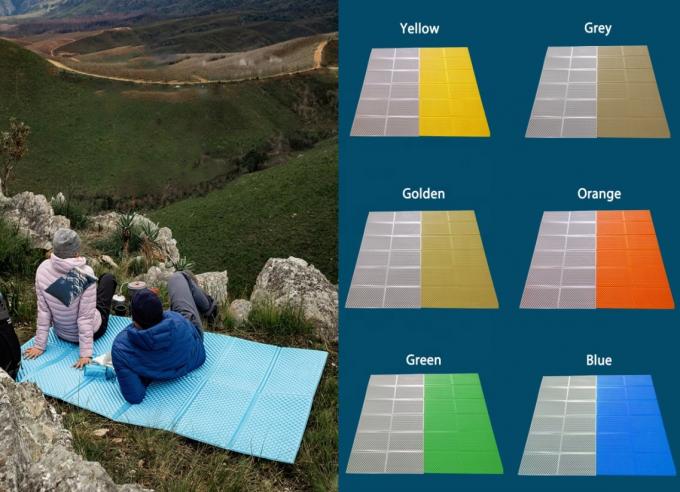 थोक डबल फोल्डिंग स्लीप मैट सफेद एल्यूमीनियम फिल्म बंद सेल IXPE XPE फोम स्लीपिंग पैड 2 व्यक्ति के लिए जलरोधक शिविर के लिए 0